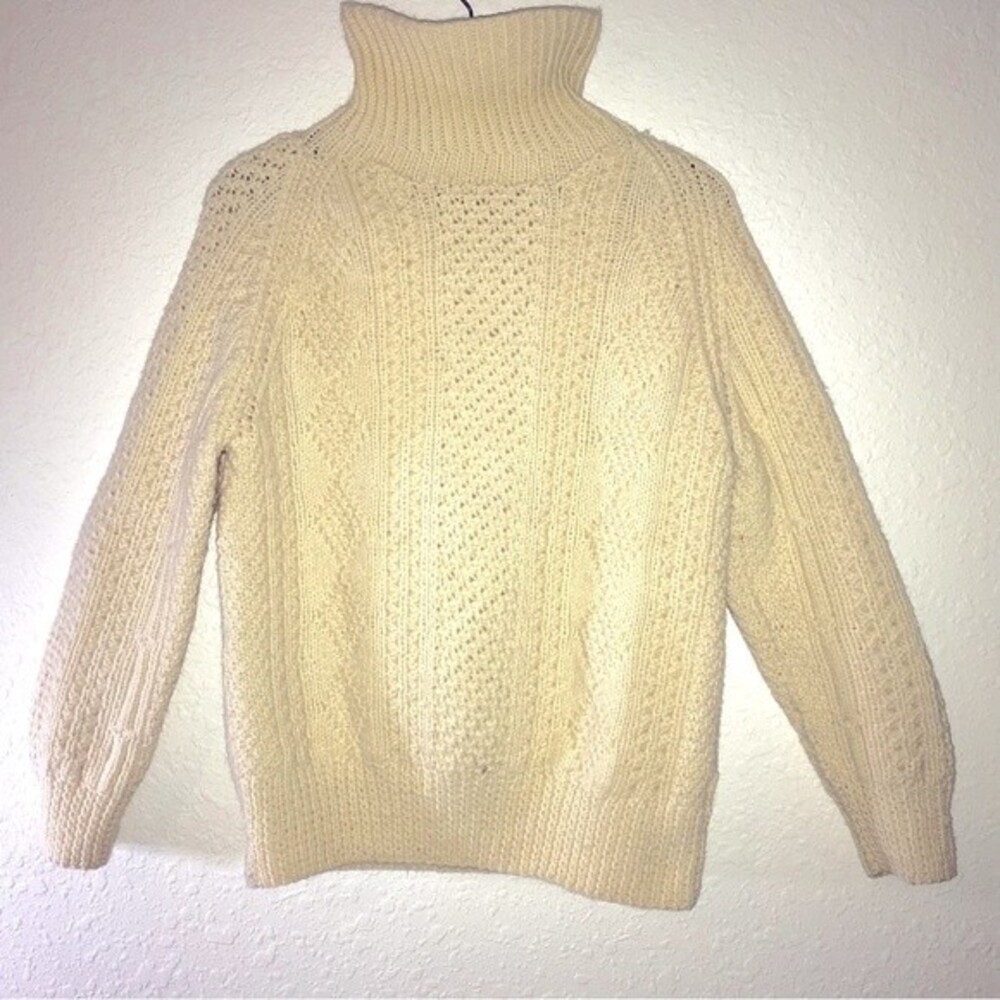Vintage Mock Neck Hand Crafted Women's Wool Sweater (Soft & Warm)